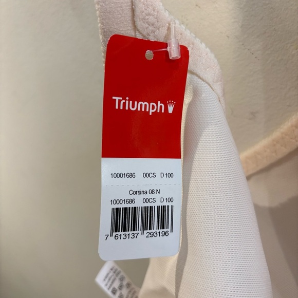 TRIUMPH Sz D100 Cream Lace Bra Underwire Free Double Layes Adjustable NEW - Picture 5 of 7